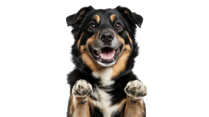 Happy dog showcasing playful spirit indoors