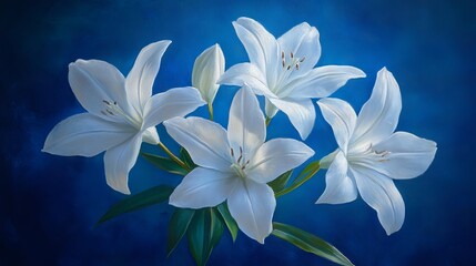 An elegant floral painting depicting white camellias, where each petal is meticulously crafted with delicate strokes