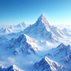 Obraz premium Snowy mountain landscape with towering peaks and subtle snowflakes, background, peak, highland