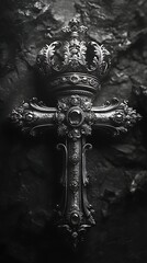 Royal crown and cross tattoo with details photo