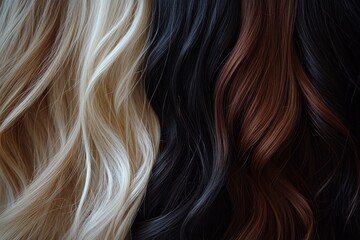 Fototapeta premium Barber shops for women provide different hair colors, including various shades of brown from blonde to dark brunette