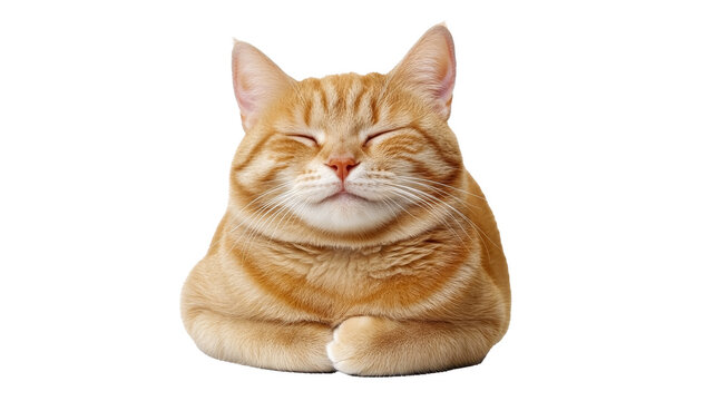 Orange cat resting contentedly with closed eyes