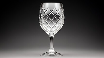 Etched Crystal Wine Glass on Dark Background