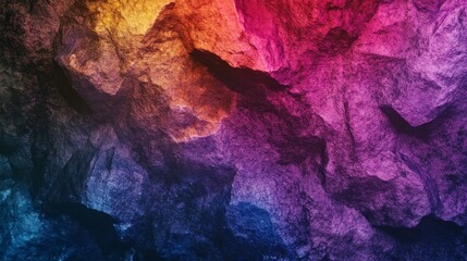 A colorful rock wall with a rainbow pattern