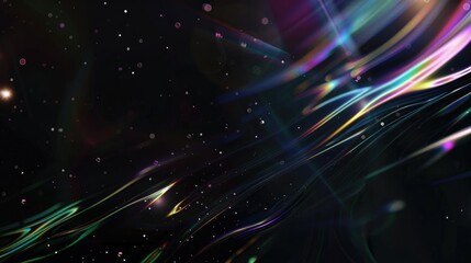 Obraz premium Dynamic colorful abstract waves with stars on dark cosmic background, space wallpaper with northern lights effect