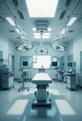 Modern surgical operating room with advanced medical equipment.