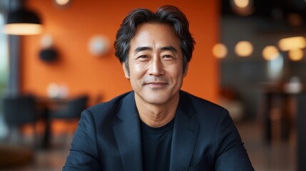 Obraz premium Asian men in their middle years are leading figures in broadcast journalism
