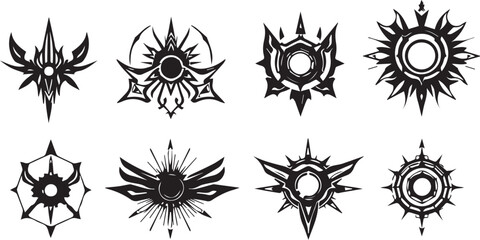 Set of elements for flat design, patterns, ornaments, mandalas. Hand drawn vector illustration