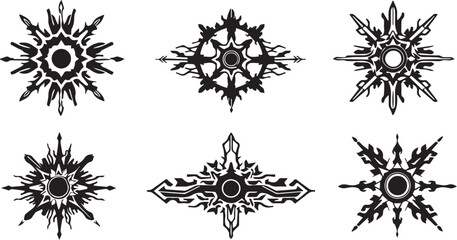 Set of elements for flat design, patterns, ornaments, mandalas. Hand drawn vector illustration