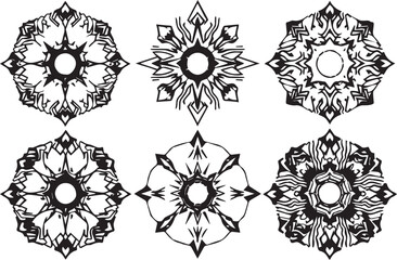 Set of elements for flat design, patterns, ornaments, mandalas. Hand drawn vector illustration