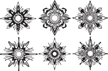 Set of elements for flat design, patterns, ornaments, mandalas. Hand drawn vector illustration