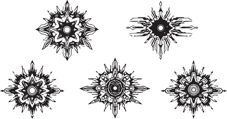 Set of elements for flat design, patterns, ornaments, mandalas. Hand drawn vector illustration