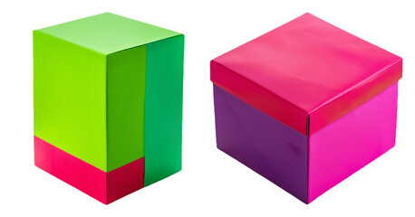 Fototapeta premium Green and pink box isolated on transparent background