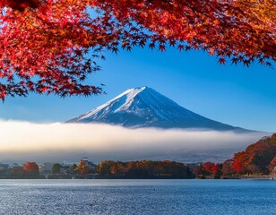 mt fuji in autumn season