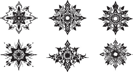 Set of elements for flat design, patterns, ornaments, mandalas. Hand drawn vector illustration