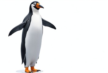 Fototapeta premium penguin isolated on transparent background,Full-body portrait of a penguin standing, on transparent background, PNG,Penguin on White Isolated on Transparent or White Background, PNG