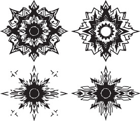 Set of elements for flat design, patterns, ornaments, mandalas. Hand drawn vector illustration