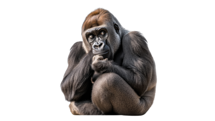 Gorilla in a thoughtful pose at the zoo