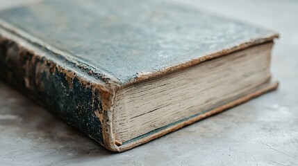 Aged Teal Antique Book on Grey Surface