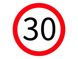 Traffic sign 30 km/h – speed limit sign for roads and construction sites