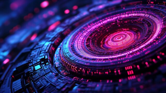 Examining dynamic digital visuals and bright interfaces in 4K forward-thinking tech