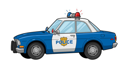Police Car Cartoon Toy No Background Vector
