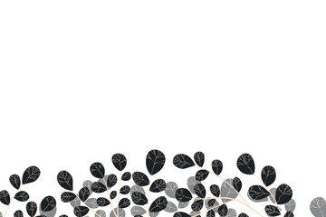 Floral frame with colorful exotic branches on white background. Ornate border with tropic leaves. Vector stock illustration for wallpaper, posters, card. Doodle style. Copy space.