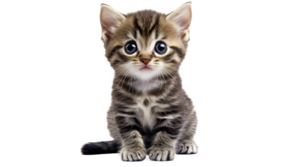 Kitten with big eyes on white background