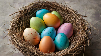 Obraz premium easter eggs in a nest