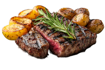 Grilled steak with roasted potatoes