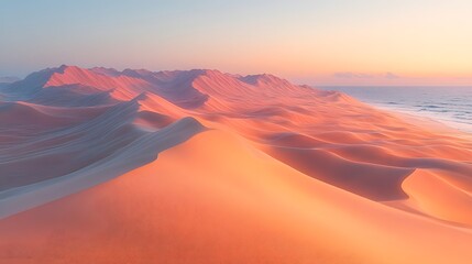 Serene Desert Landscape at Twilight with Undulating Pastel Dunes