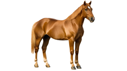Chestnut horse on white background