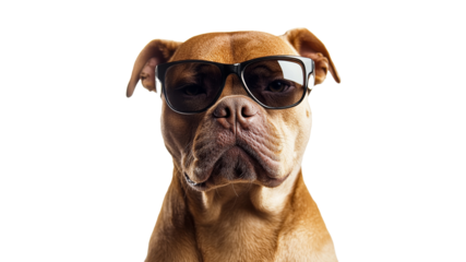 Dog wearing sunglasses shows cool attitude