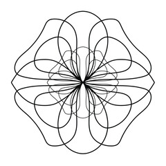 Abstract doodle floral ornament. Coloring page element.