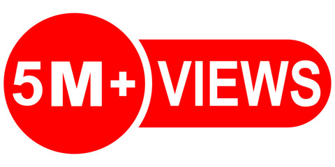 5 millions Plus Views Celebration Sign Symbol, Icon Badge, Vector Illustration