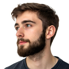 Obraz premium Portrait of a young man with a beard isolated on transparent background