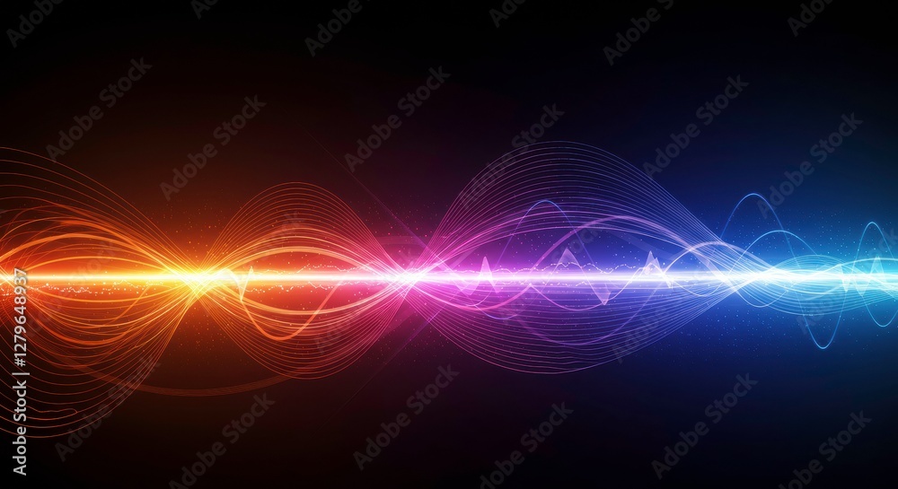 Poster abstract sound wave: a vibrant and dynamic visual representation of sound waves, with a central line