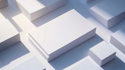 Clean White Paper Stacks Mockup Minimalist Design Studio Branding Corporate Identity Business Stationery Blank Template Modern Elegant Professional   