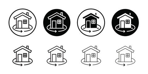 360 degree house icon Thin line flat illustration