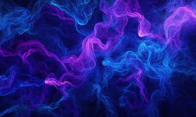 Abstract glowing neon light pattern in vivid blue and purple tones, creating a futuristic and dynamic aesthetic