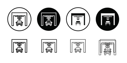 Car wash shop icon Thin line flat illustration