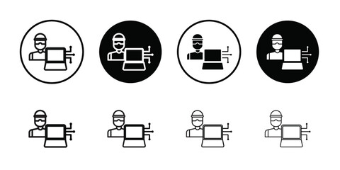 Cyber crime icon Thin line flat illustration