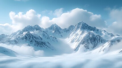 Fototapeta premium Majestic Snow Capped Mountain Range in Cinematic Winter Landscape