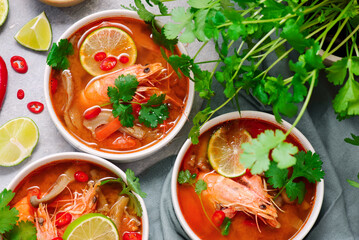 Traditional Thai Tom Yum Soup with Shrimp. .style hugge