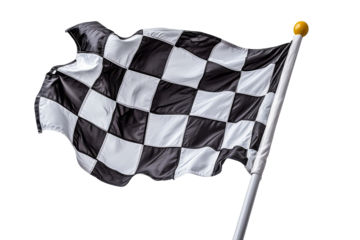 Checker flag waving at the finish line during race