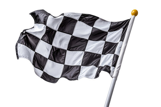 Checker flag waving at the finish line during race