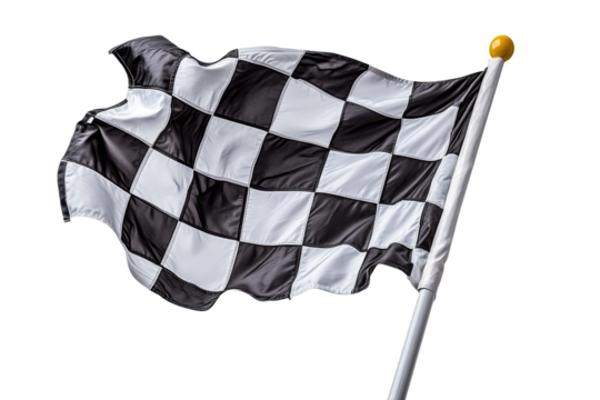 Checker flag waving at the finish line during race