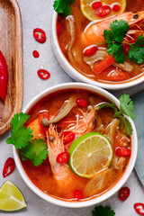 Traditional Thai Tom Yum Soup with Shrimp. .style hugge