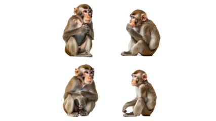 Monkeys displaying various poses and emotions