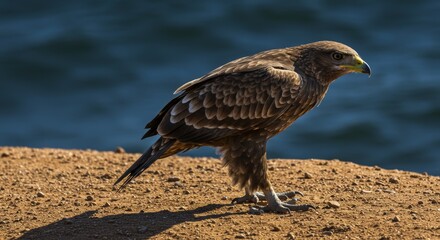 Fototapeta premium Golden Eagle portrait, standing majestically in the wild nature backdrop